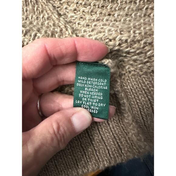 Ralph Lauren LRL Womens Cardigan Duster Sweater Tan Open Shawl Collar Size L - Picture 9 of 11